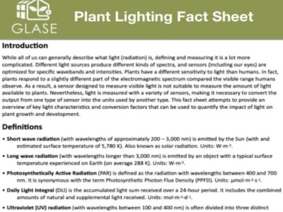 Plant Lighting Fact Sheet
