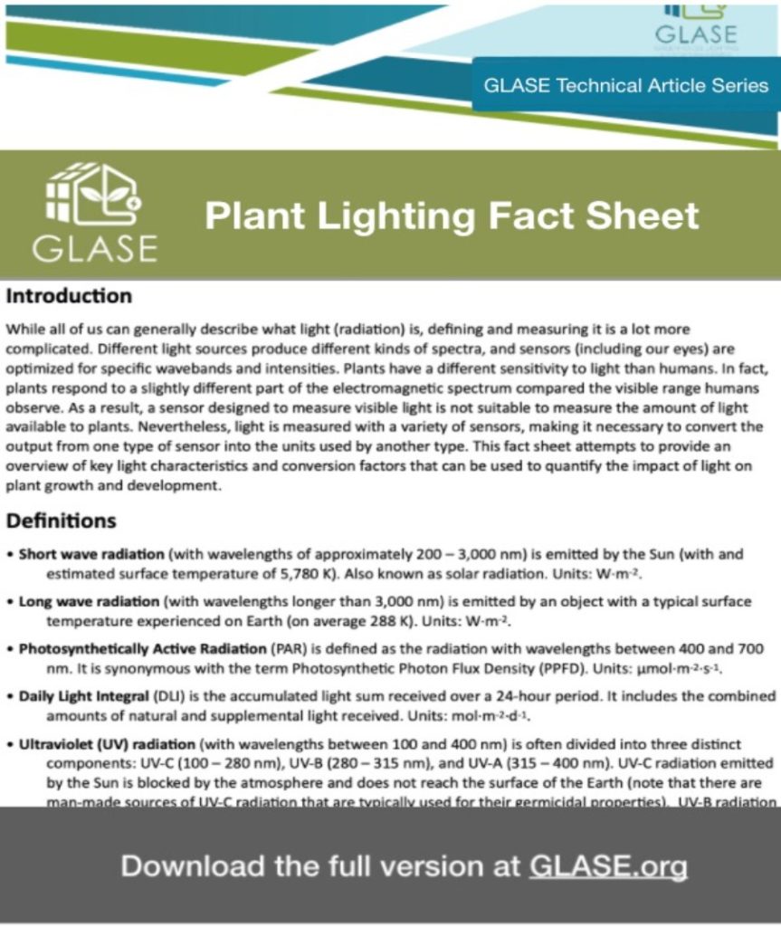 Plant Lighting Fact Sheet