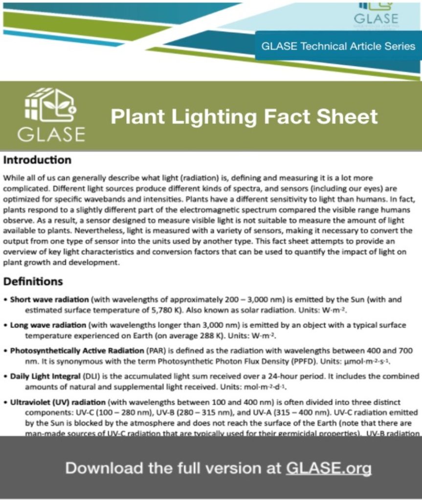 Plant Lighting Fact Sheet